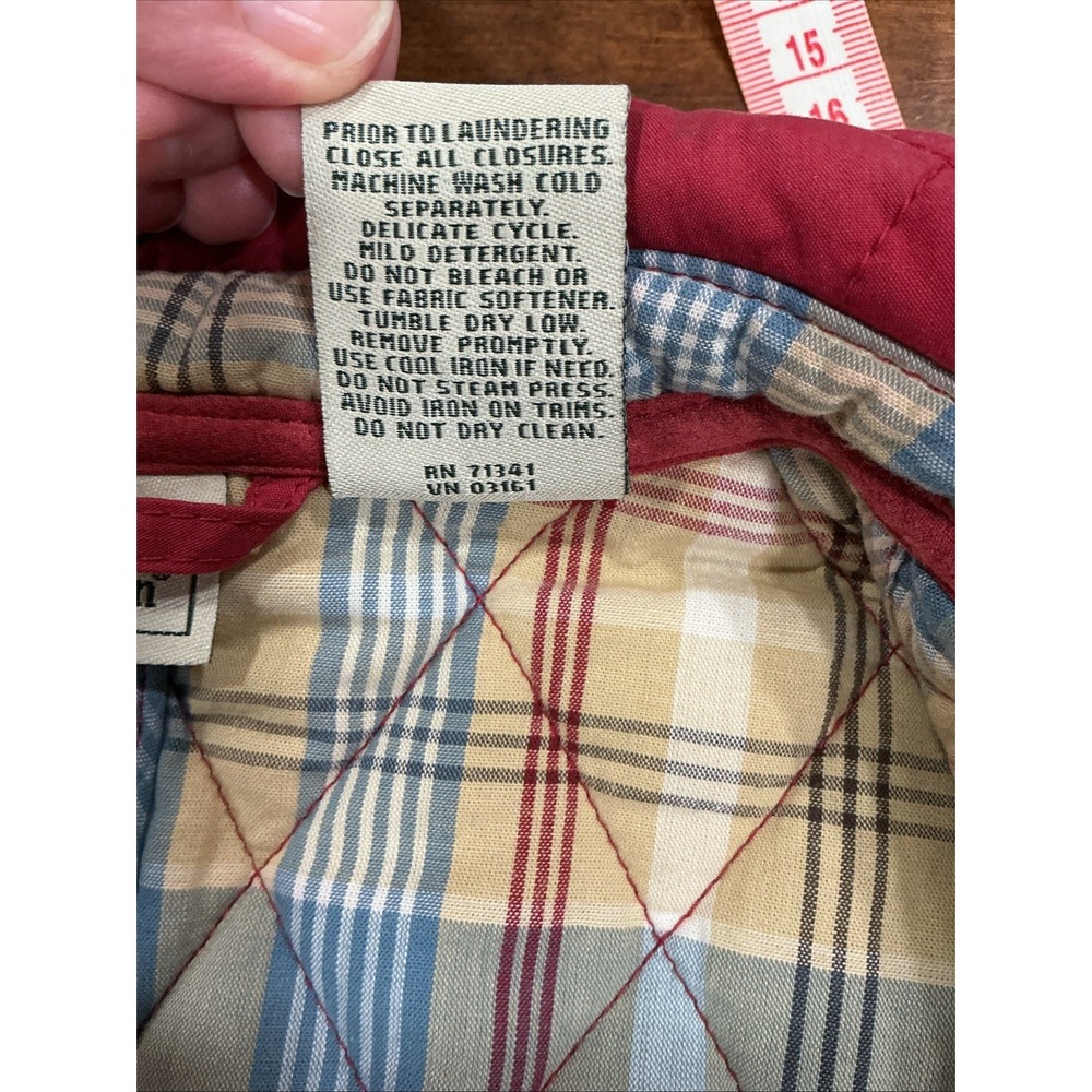 L.L. Bean Quilted Chore Coat, Red, Plaid Lining, Medium, Vintage, Insulated - Picture 13 of 15